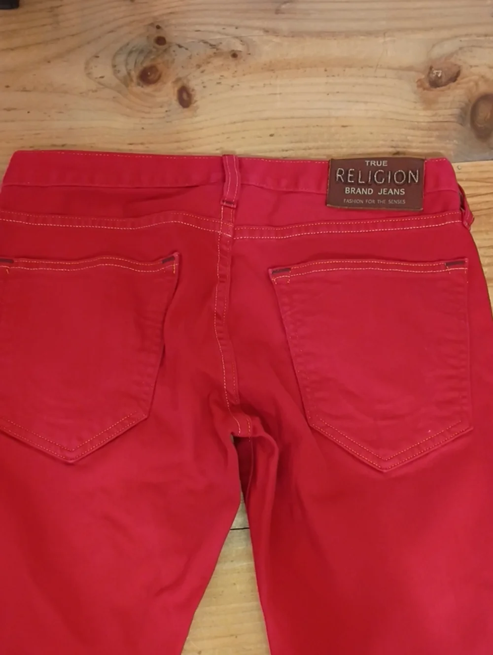 True Religion Rocco Red Denim Slim Straight Jeans Size 29 Inseam 34